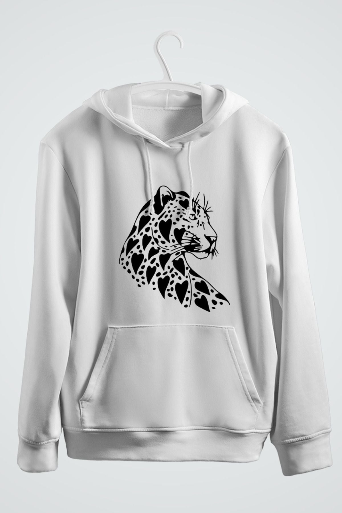 leopar baskılı kapşonlu sweatshirt
