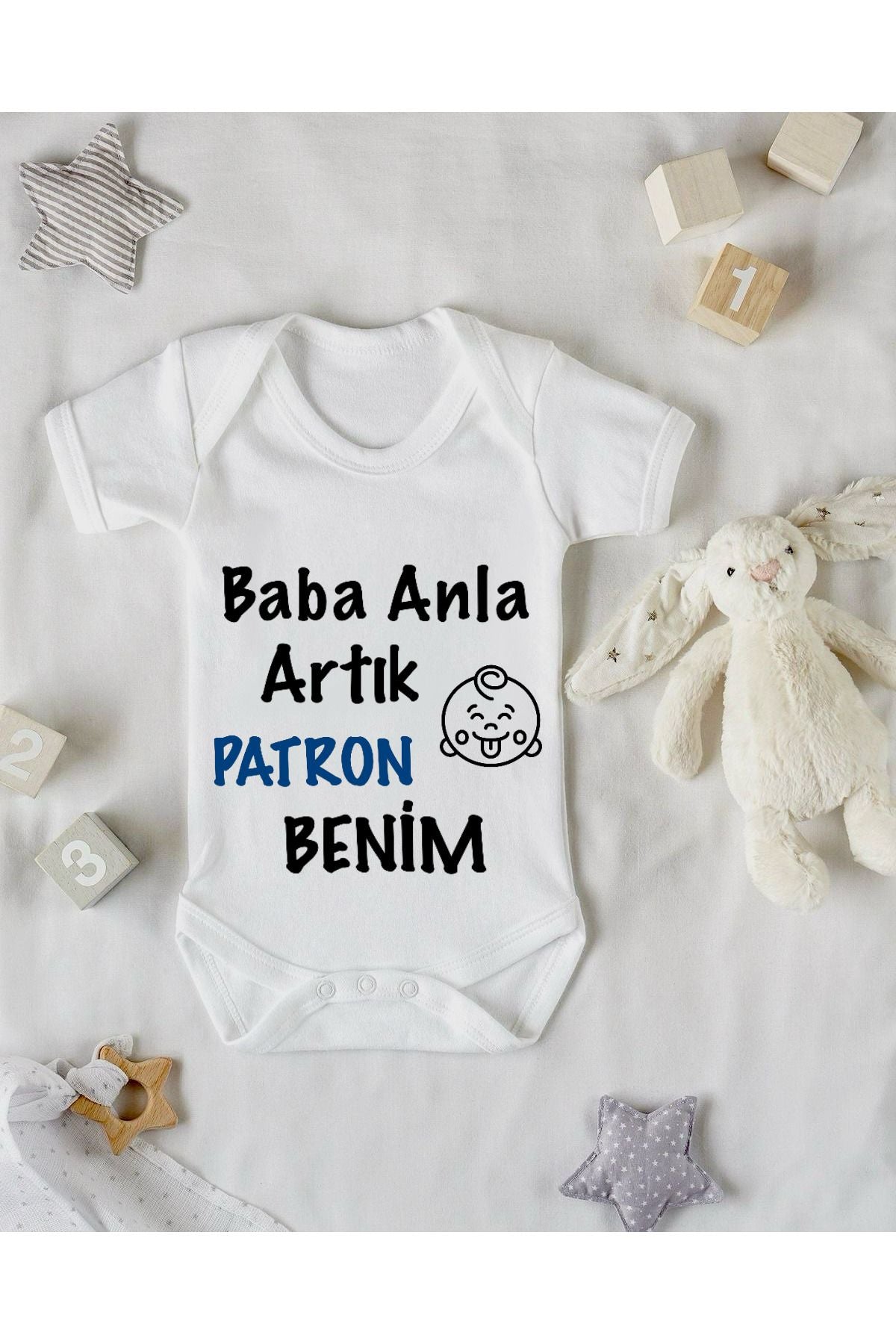 Baba Oğul Patron Baskılı Bebek Zıbını