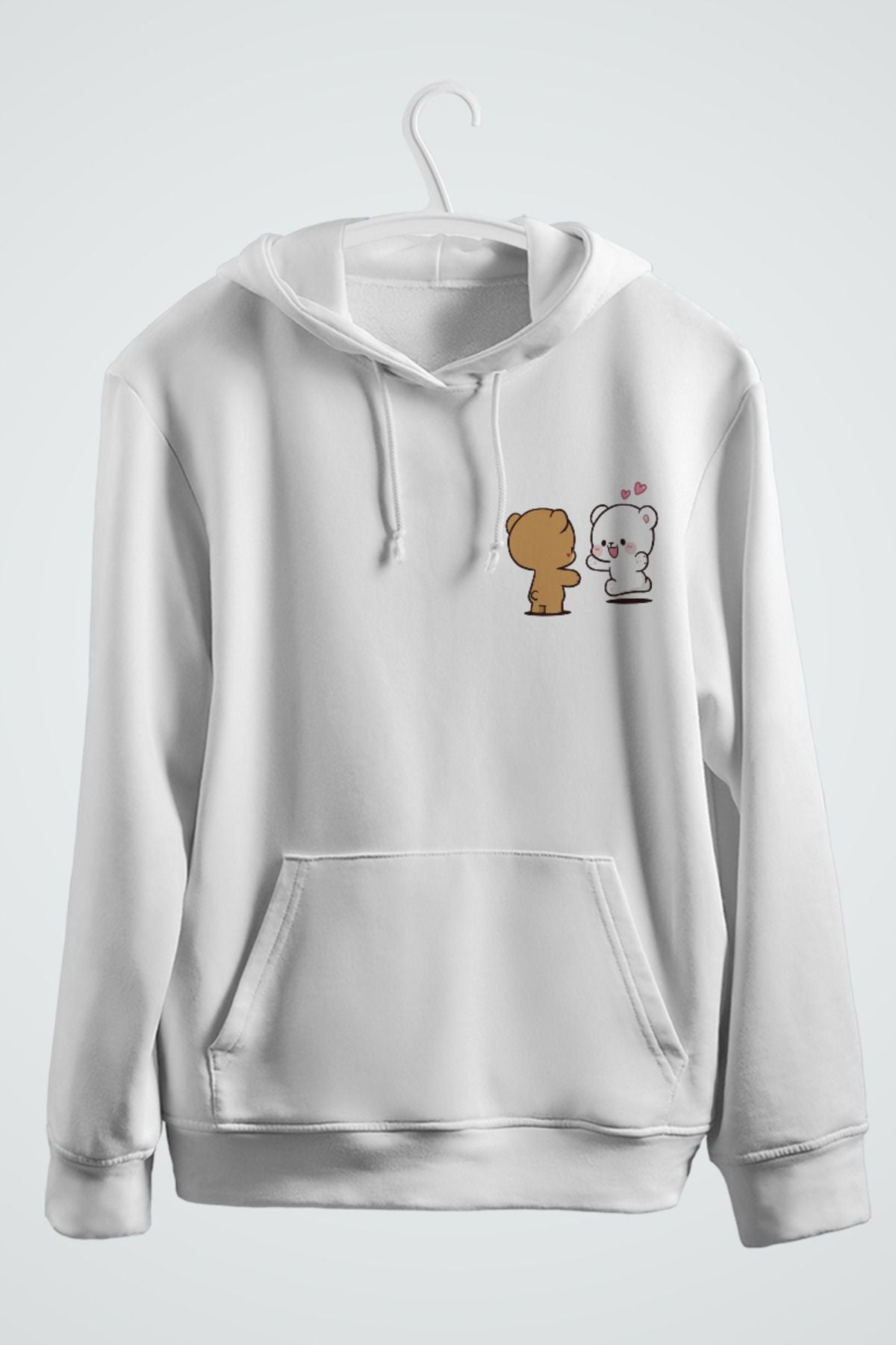 Ayıcık Çift Baskılı Kapşonlu Sweatshirt