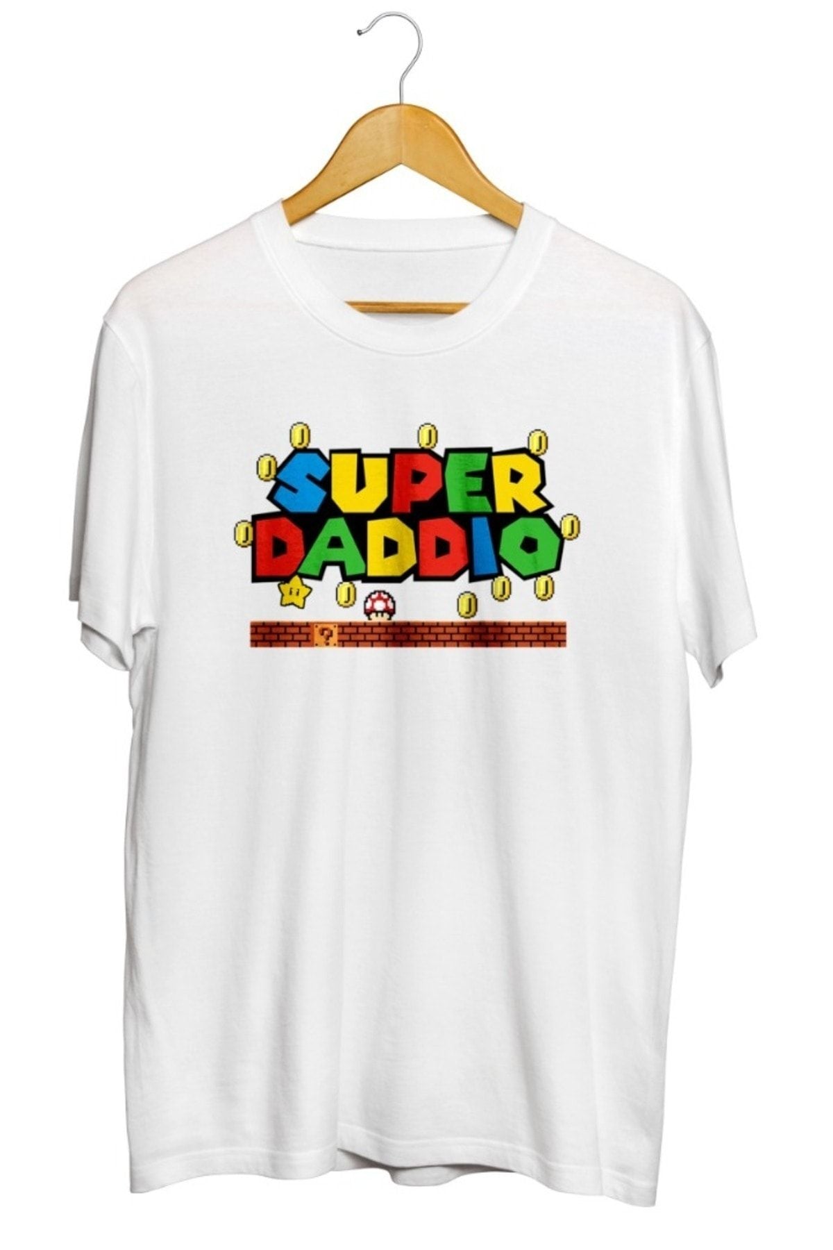 Super Daddio Mario Babalar Günü Baskılı Unisex Tişört