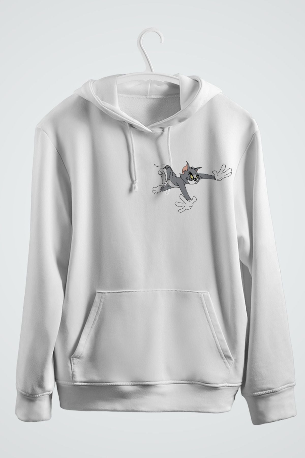 Tom ve Jerry Çift Baskılı İkili Kapşonlu Sweatshirt