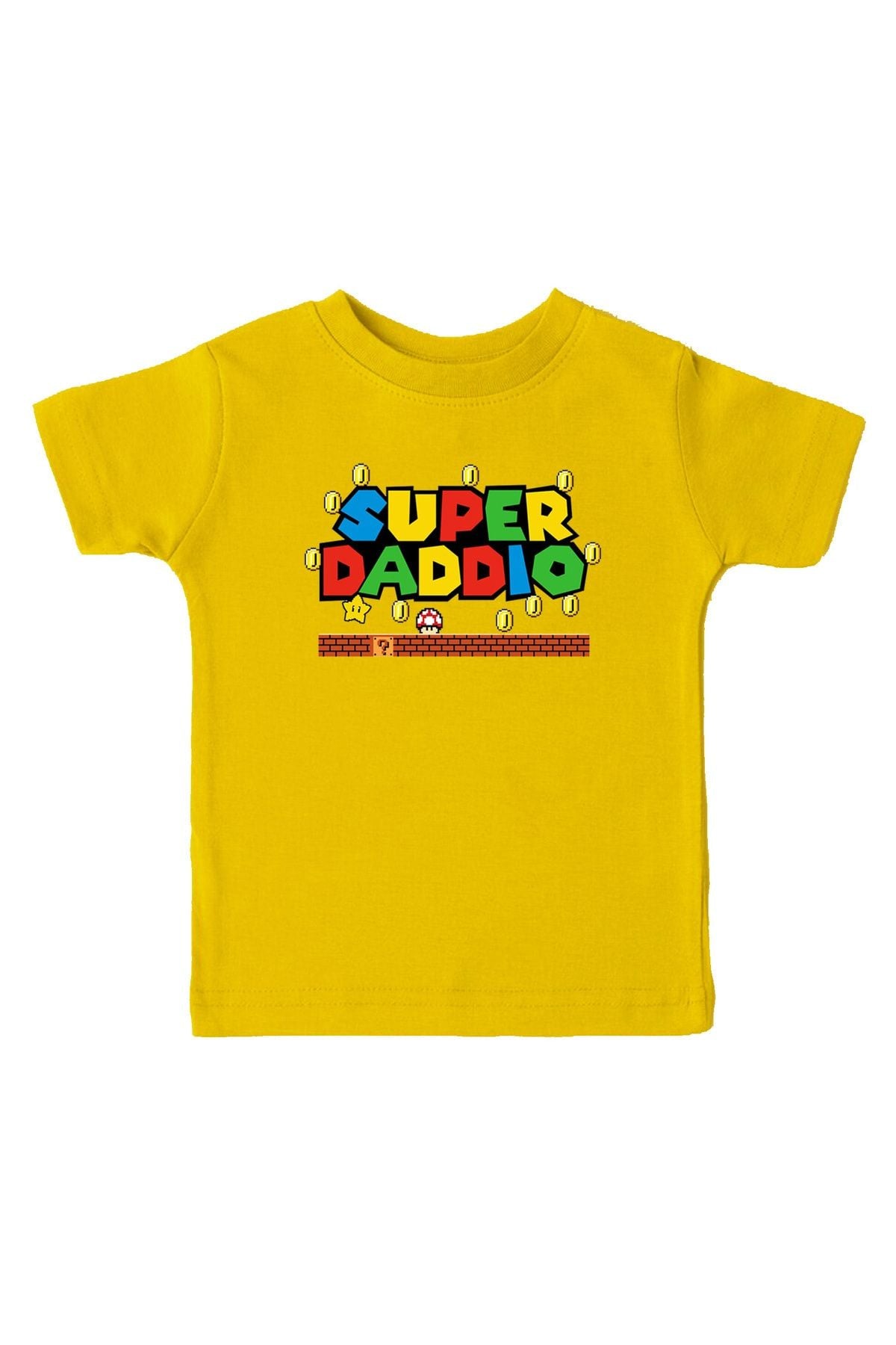 Super Daddio Baba Baskılı Sarı Unisex Çocuk Tişört
