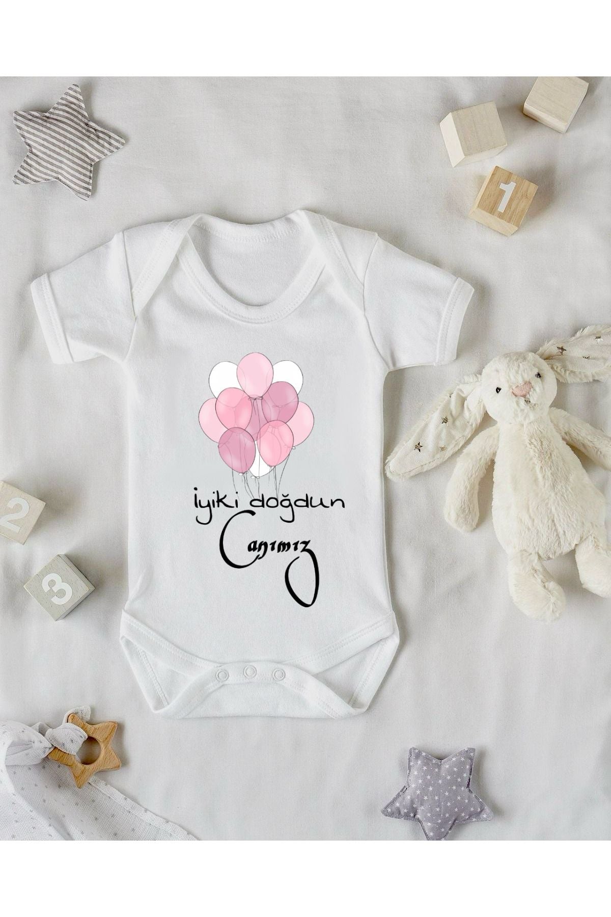 Doğum Günü Baskılı Bebek Zıbını