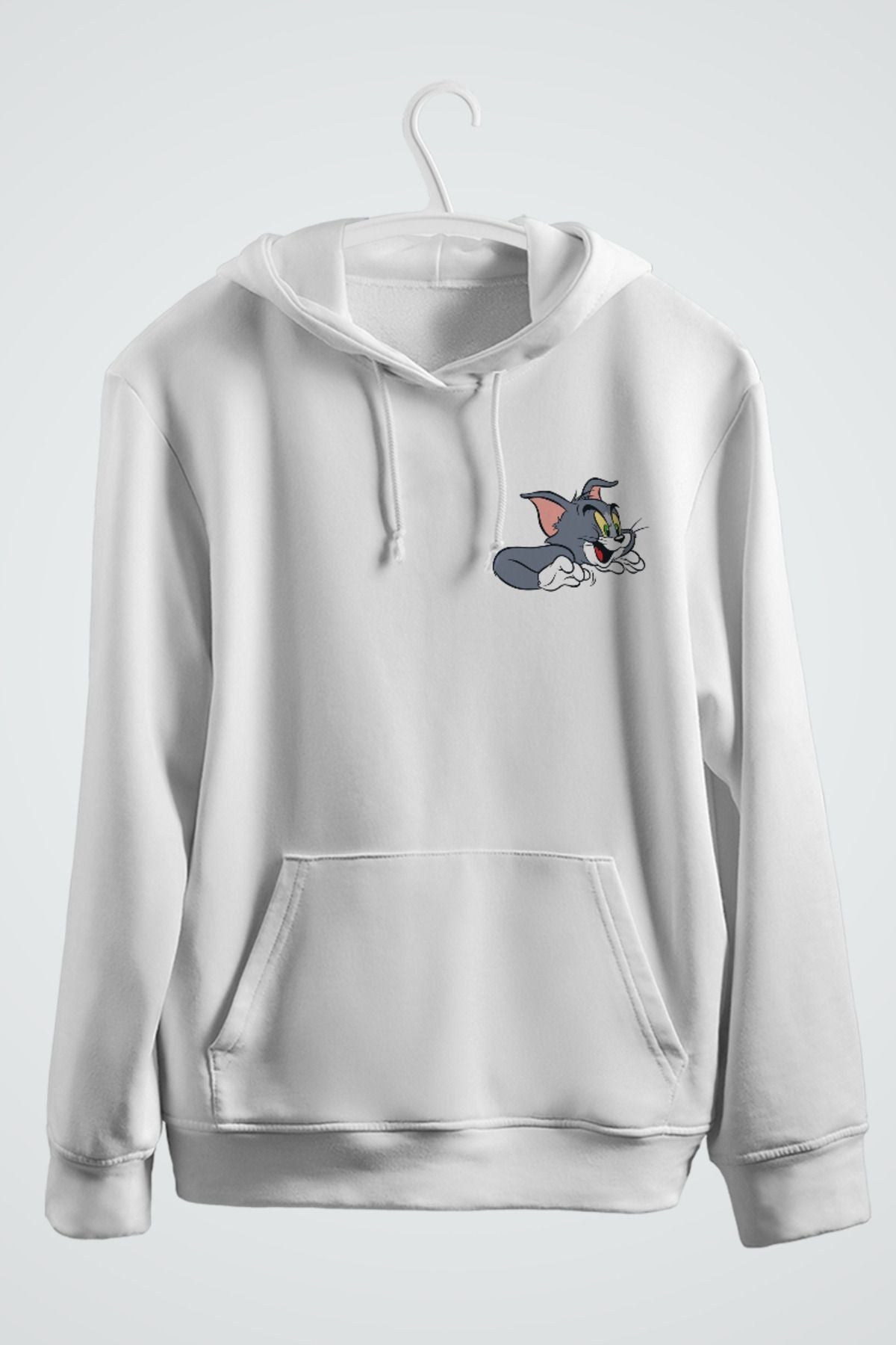 Tom ve Jerry Çift Baskılı Kapşonlu Sweatshirt