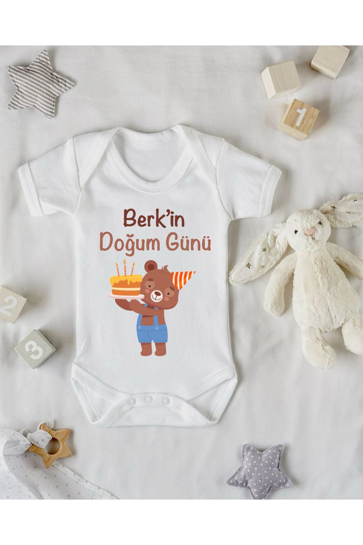 Doğum Günü İçin Özel Baskılı Bebek Zıbını