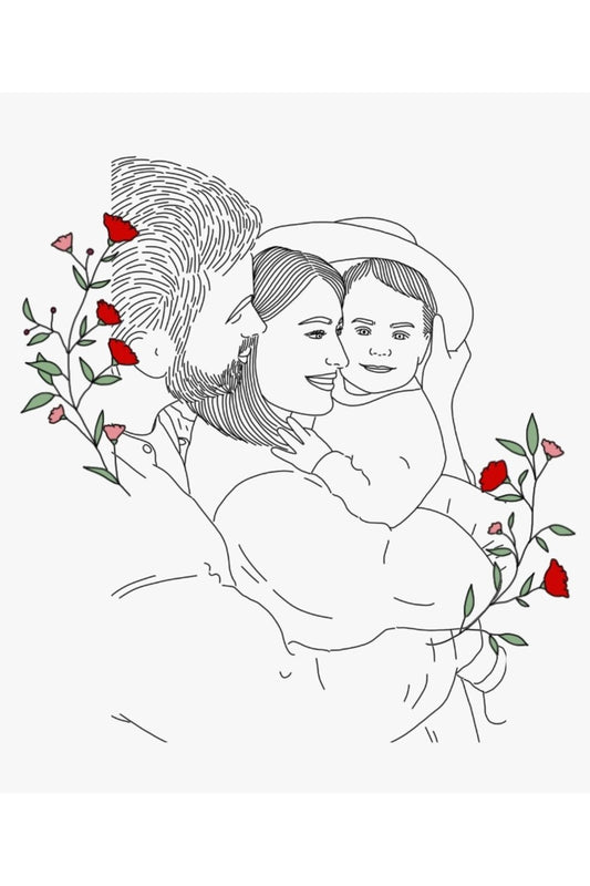 Çizgisel Kişiye Özel Fotoğraf Çizim Baskılı Sweatshirt