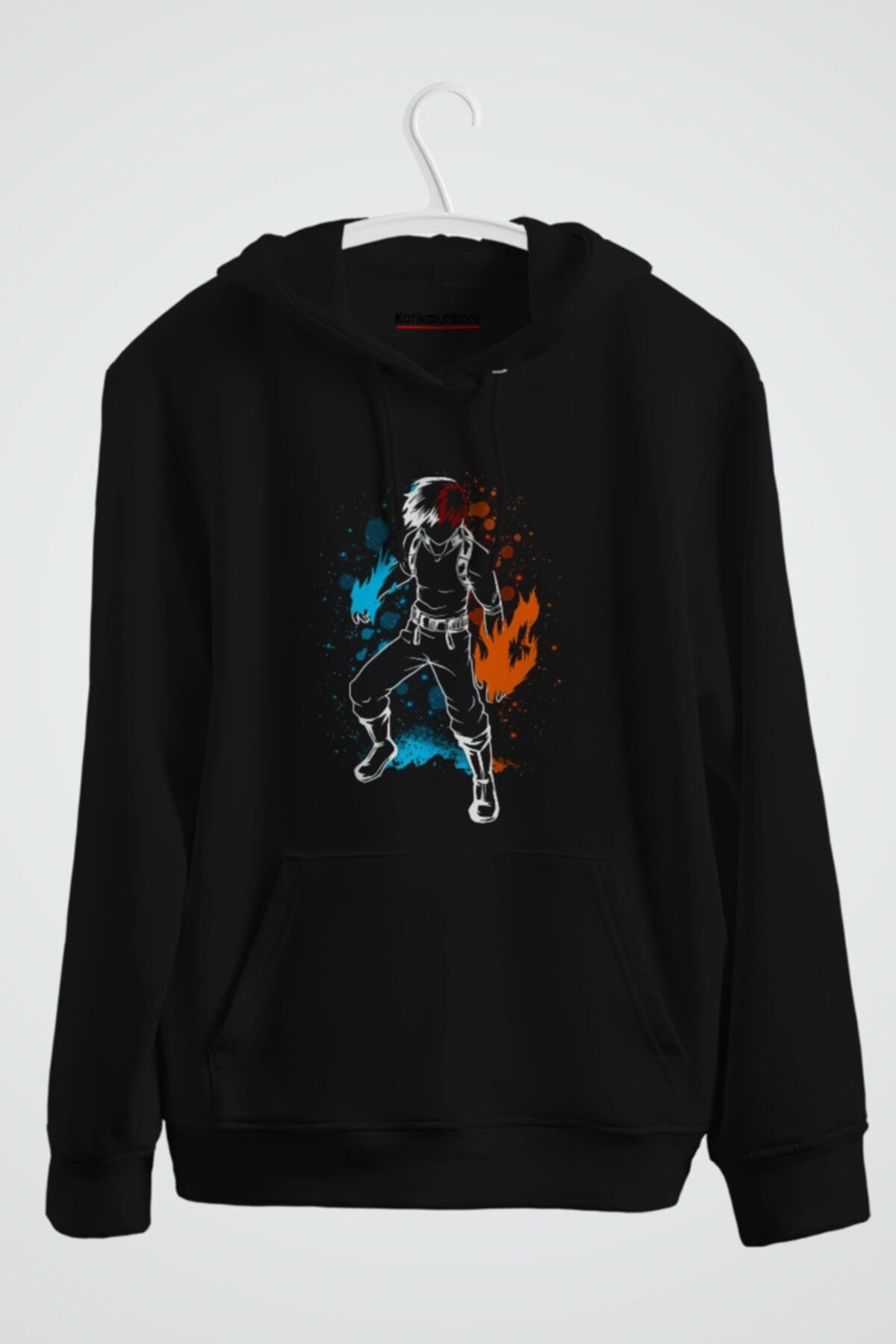 Shoto Fire And Ice Anime Baskılı Kapüşonlu Sweat