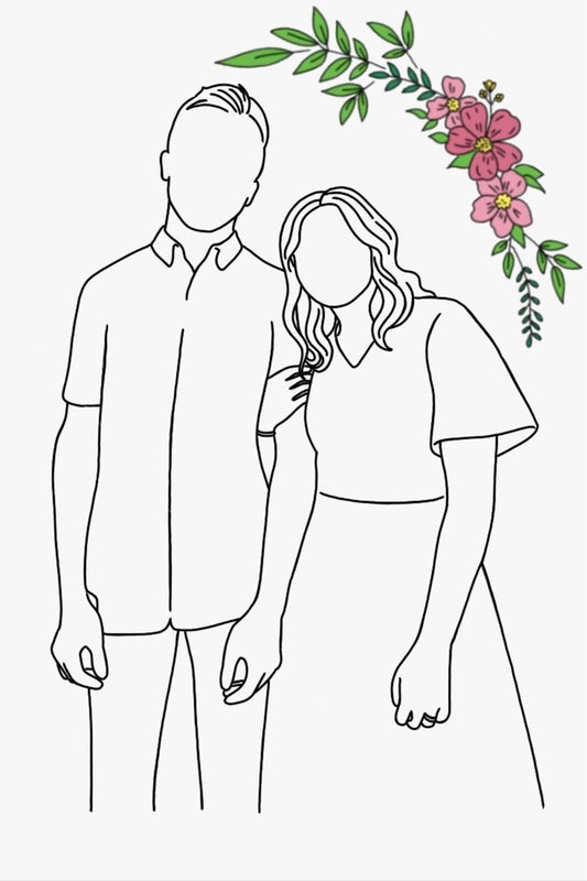 Çizgisel Kişiye Özel Fotoğraf Çizim Baskılı Kapüşonlu Sweatshirt