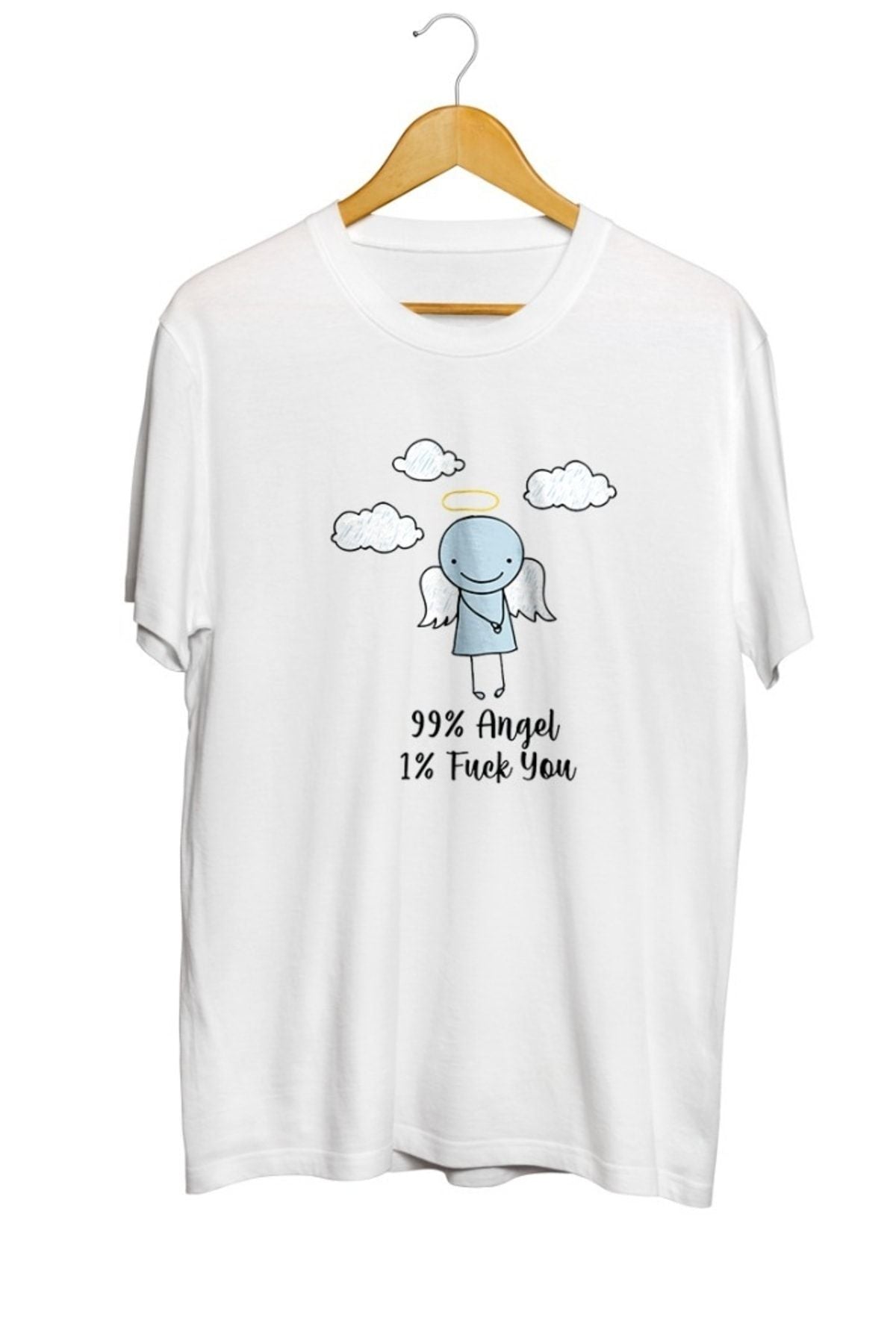 99% Angel 1% Fu*k You Baskılı Unisex Tişört