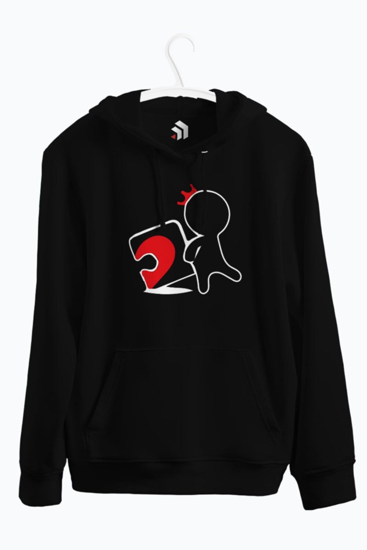 Sensiz Eksik Eşleşen Çift Baskılı Kapşonlu Sweatshirt