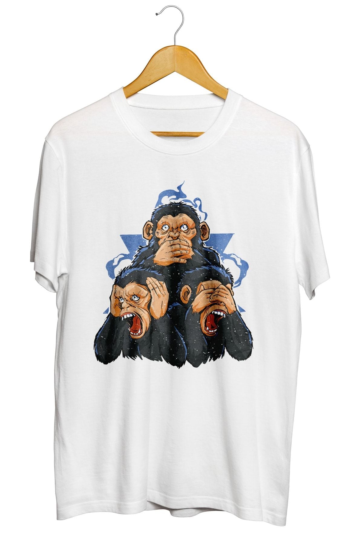 Three Monkeys Baskılı Unisex Tişört