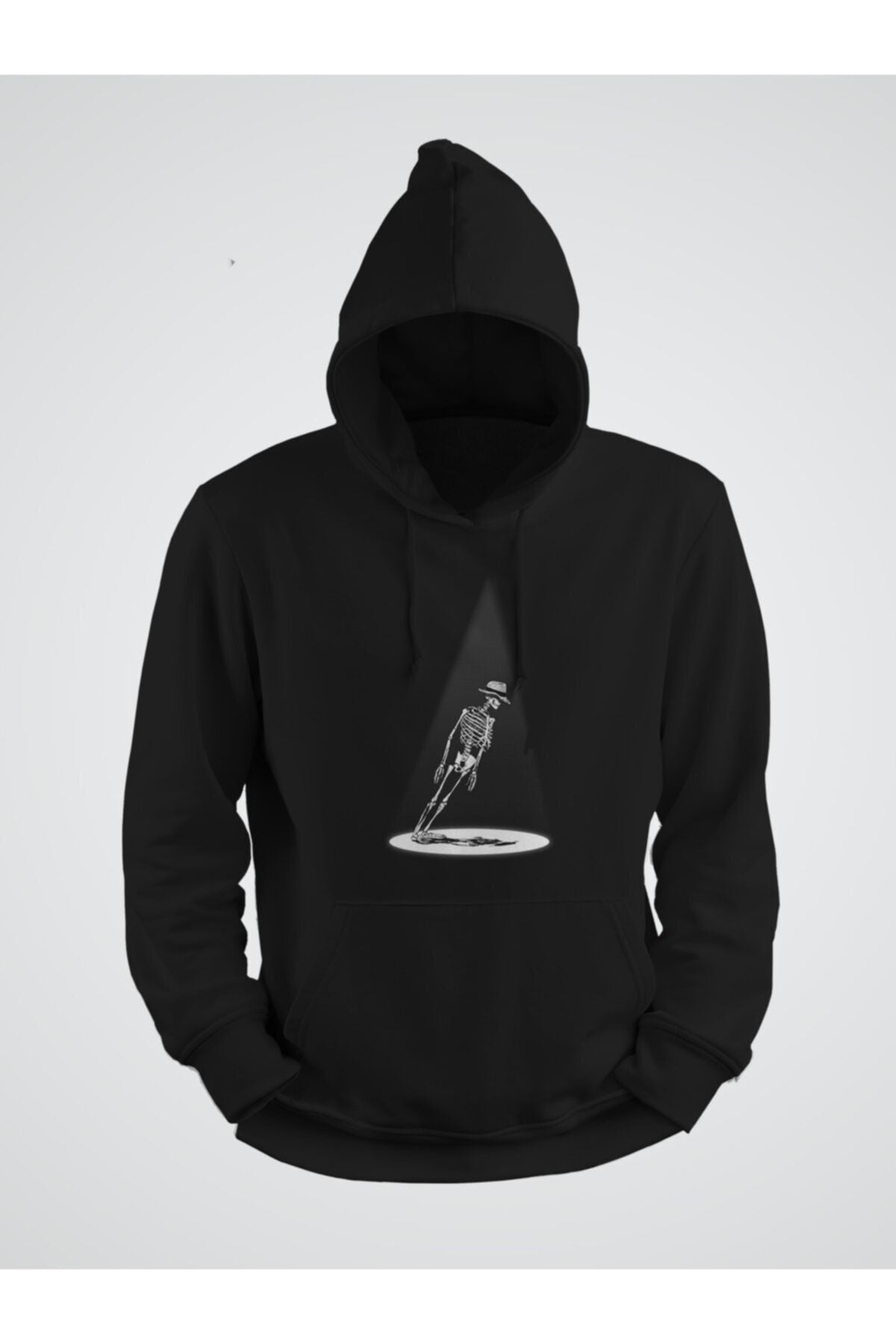 Yer Çekimine Karşı Iskelet Baskılı Kapşonlu Sweat