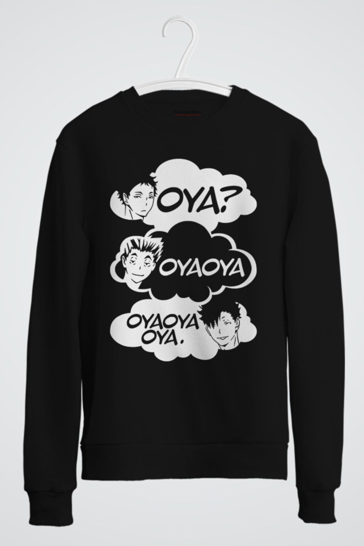 UnisexHaikyuu Oya Oya Oya Anime Baskılı Sweatshirt