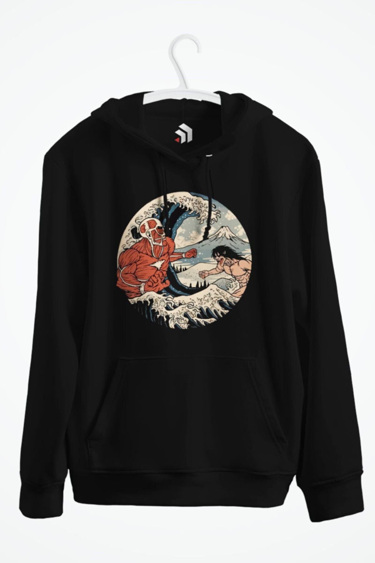 Attack On Titan - Kanagawa Wave Anime Baskılı Kapşonlu Sweatshirt