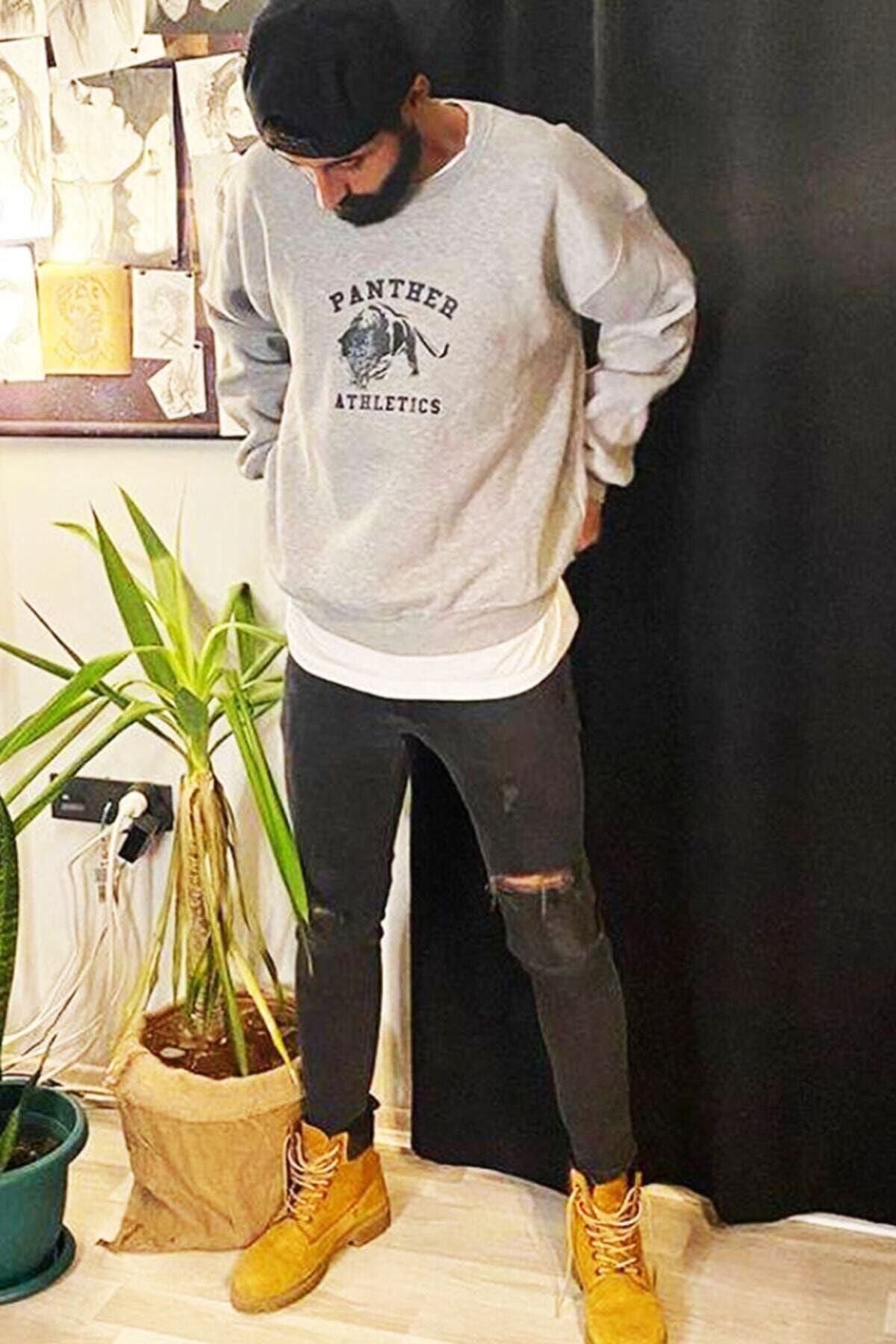Panther Athletics Baskılı Oversize Sweatshirt