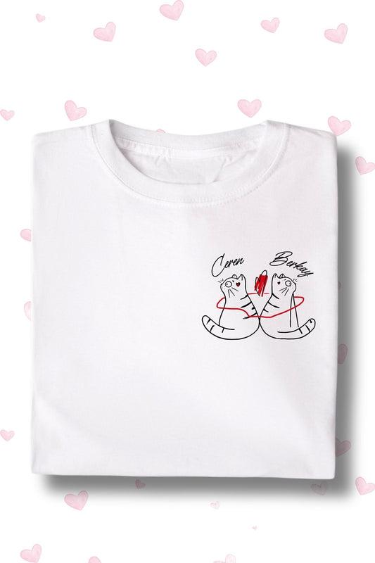 İsme Özel Unisex Tişört ve Kupa Seti Sevgililer Günü Özel Baskılı Set