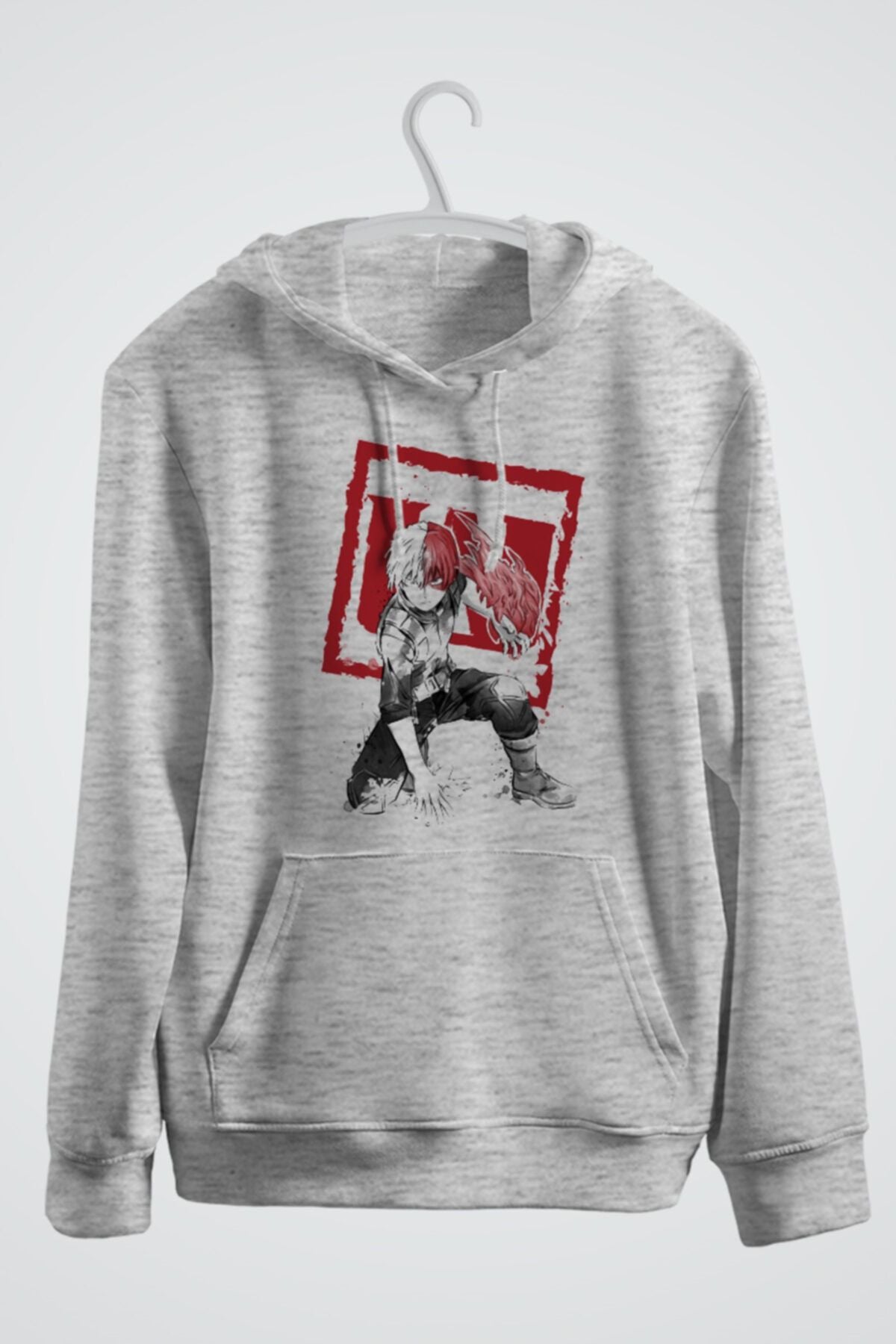 Shoto Todoroki Sumi E My Hero Akademi Baskılı Anime Kapşonlu Sweat