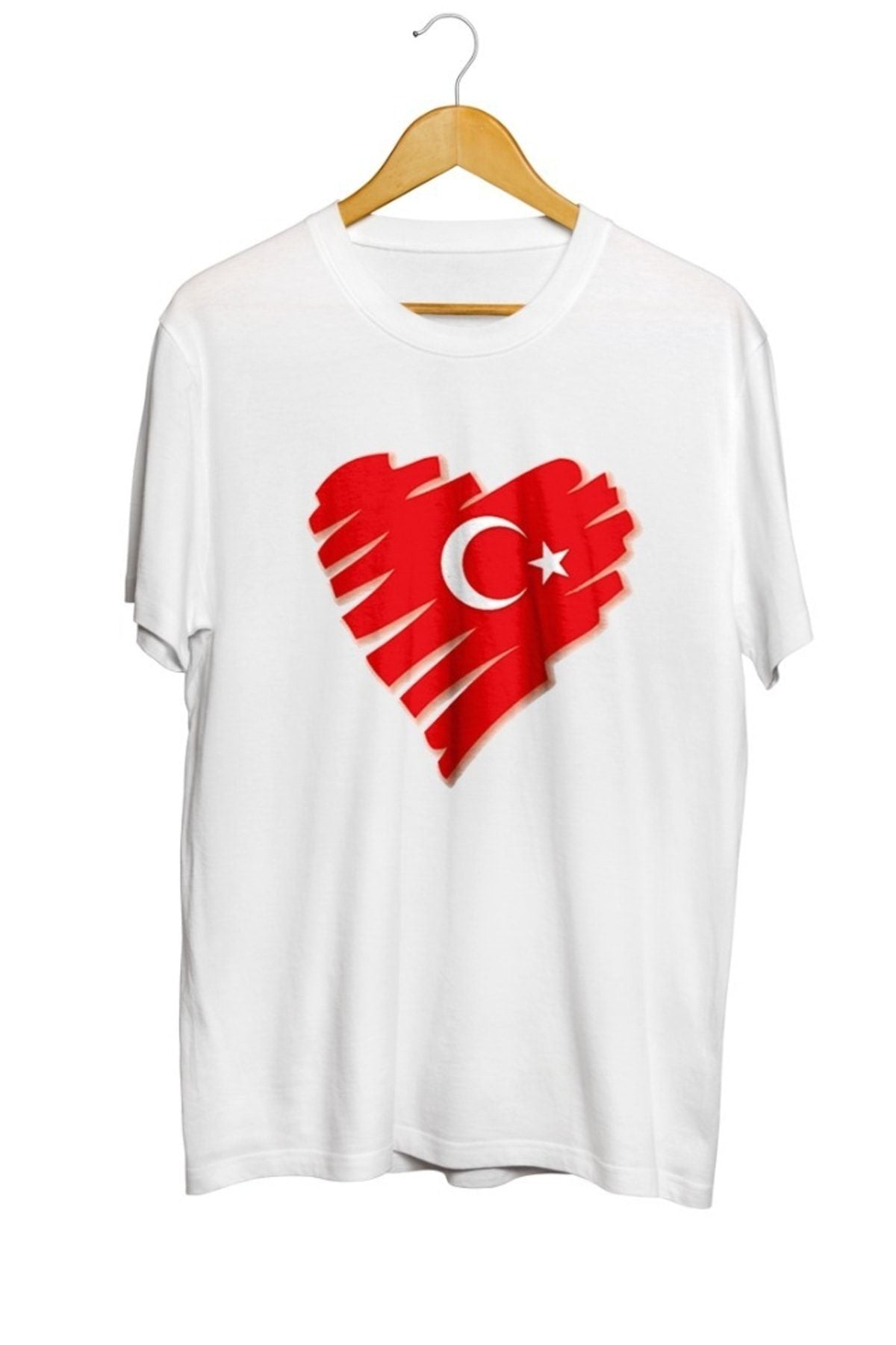 23 Nisan Kalp Türk Bayrağı Baskılı Unisex Tişört
