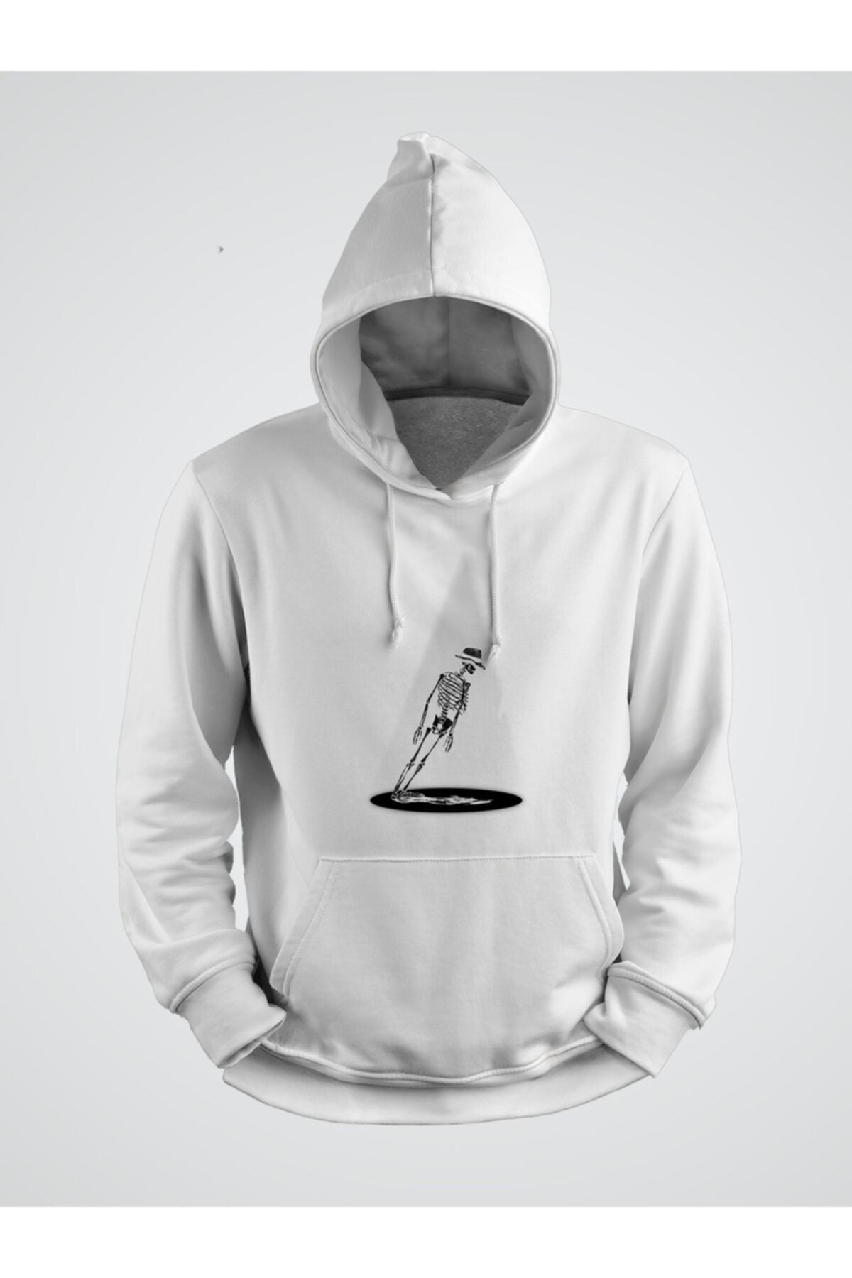 Yer Çekimine Karşı Iskelet Baskılı Kapşonlu Sweat