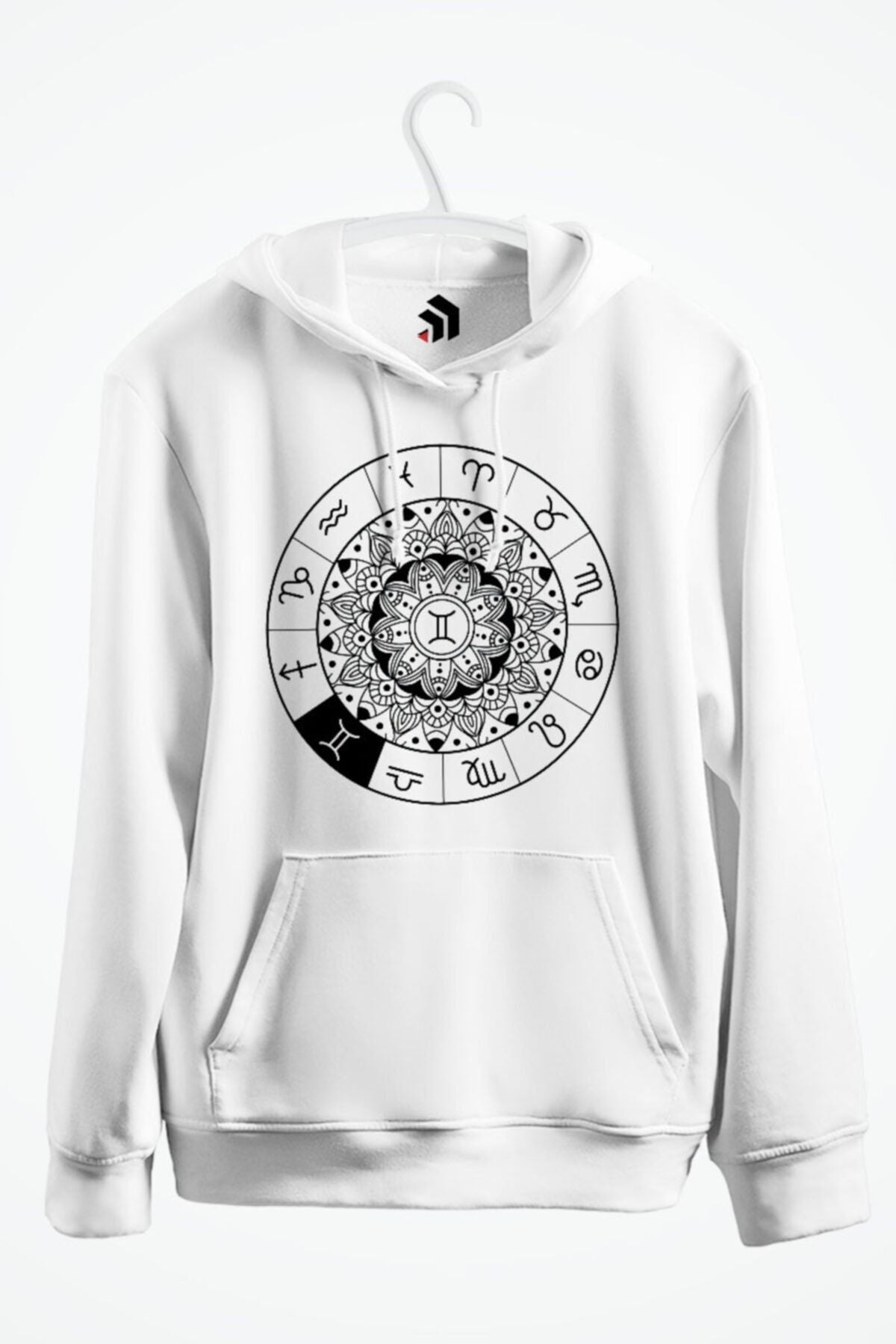 Gemini - Ikizler Burcu Baskılı Kapşonlu Sweatshirt