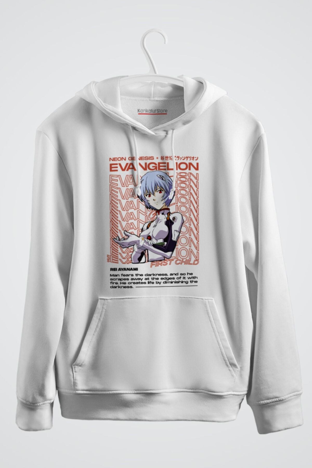 Rei Ayanami Evangelion Aesthetic Anime Baskılı Kapşonlu Sweat