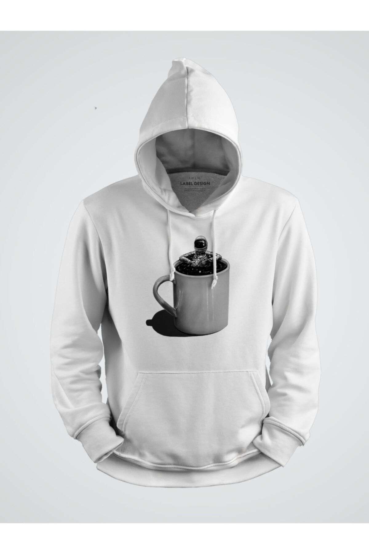 Gezegen Yolculuğuna Bi Kahve Molası Baskılı Kapşonlu Sweat