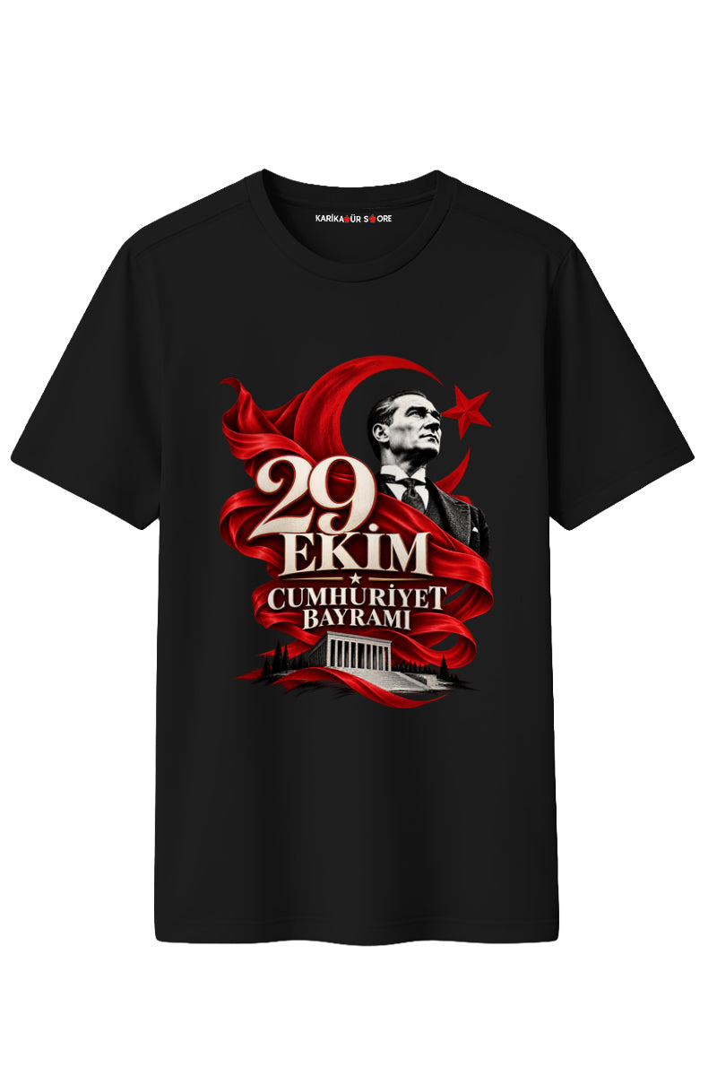 29 Ekim Cumhuriyet Baskılı Kaliteli Unisex Tişört