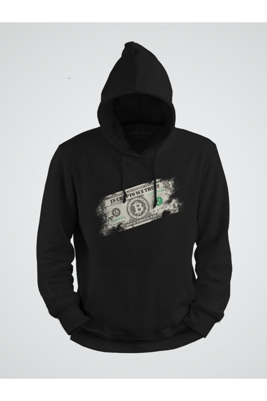 Bitcoin Kripto Para Esprili Baskılı Kapüşonlu Sweat