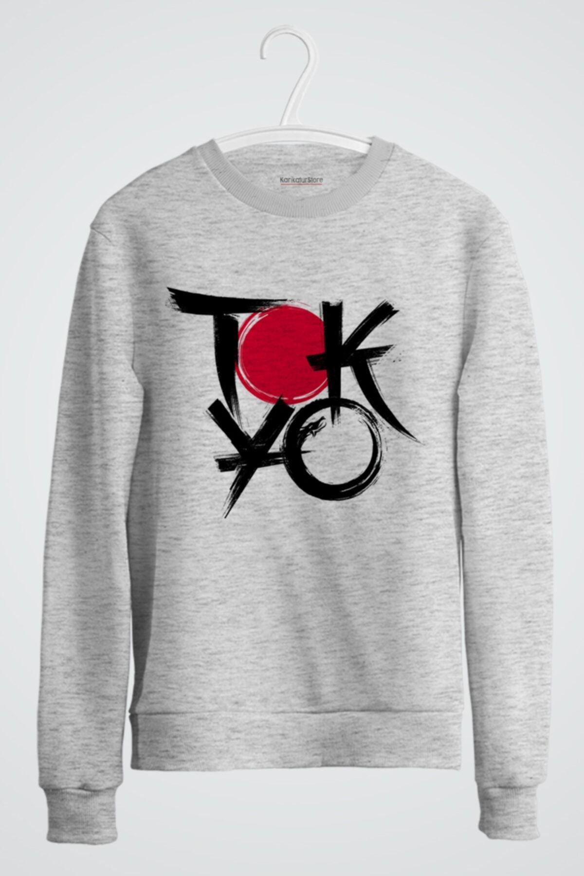 Tokyo Anime Baskılı Gri Sweatshirt