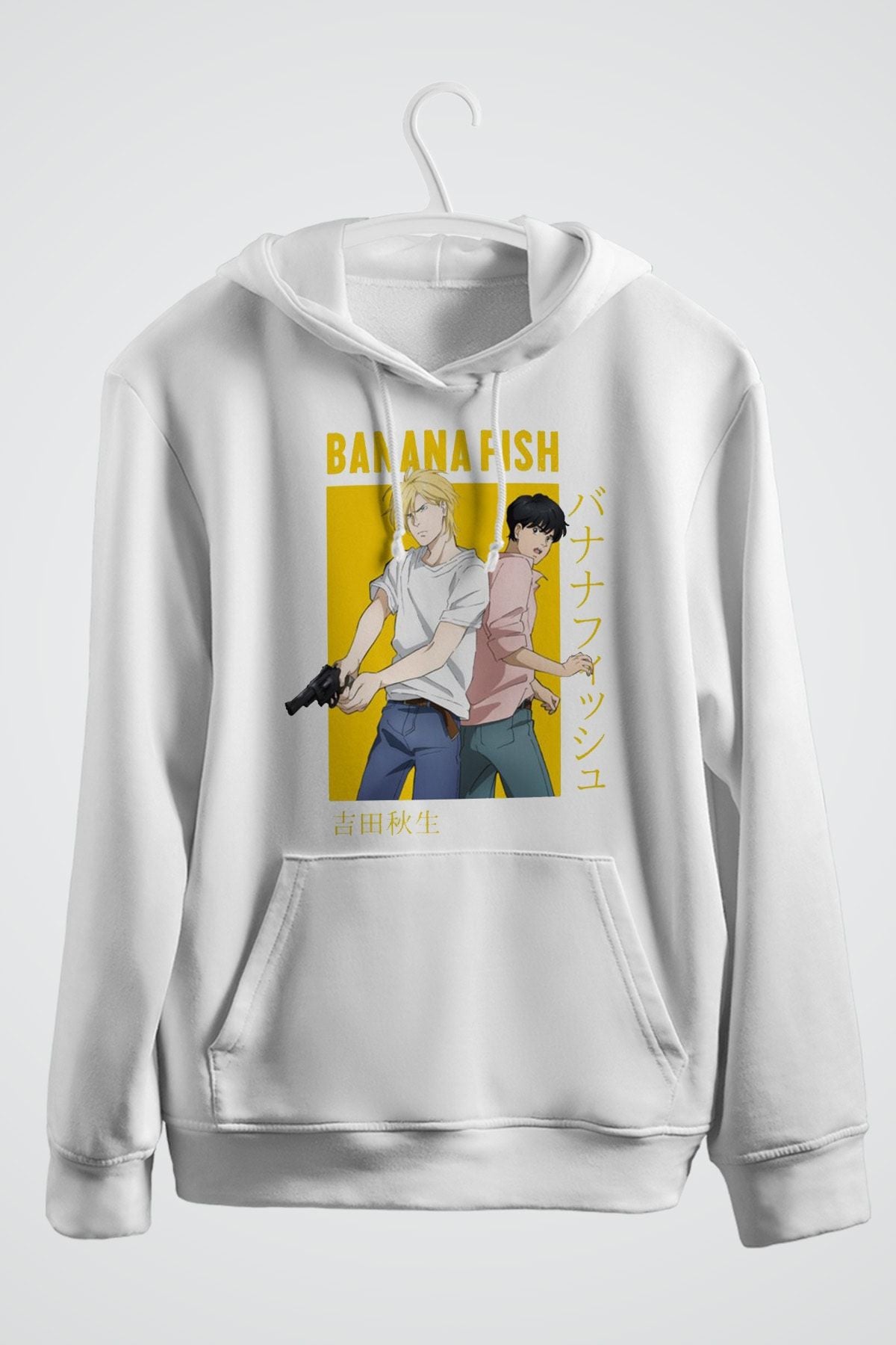 Banana Fish Ash Lynx Eiji Okumura Card Anime Pullover Baskılı Kapşonlu Sweat