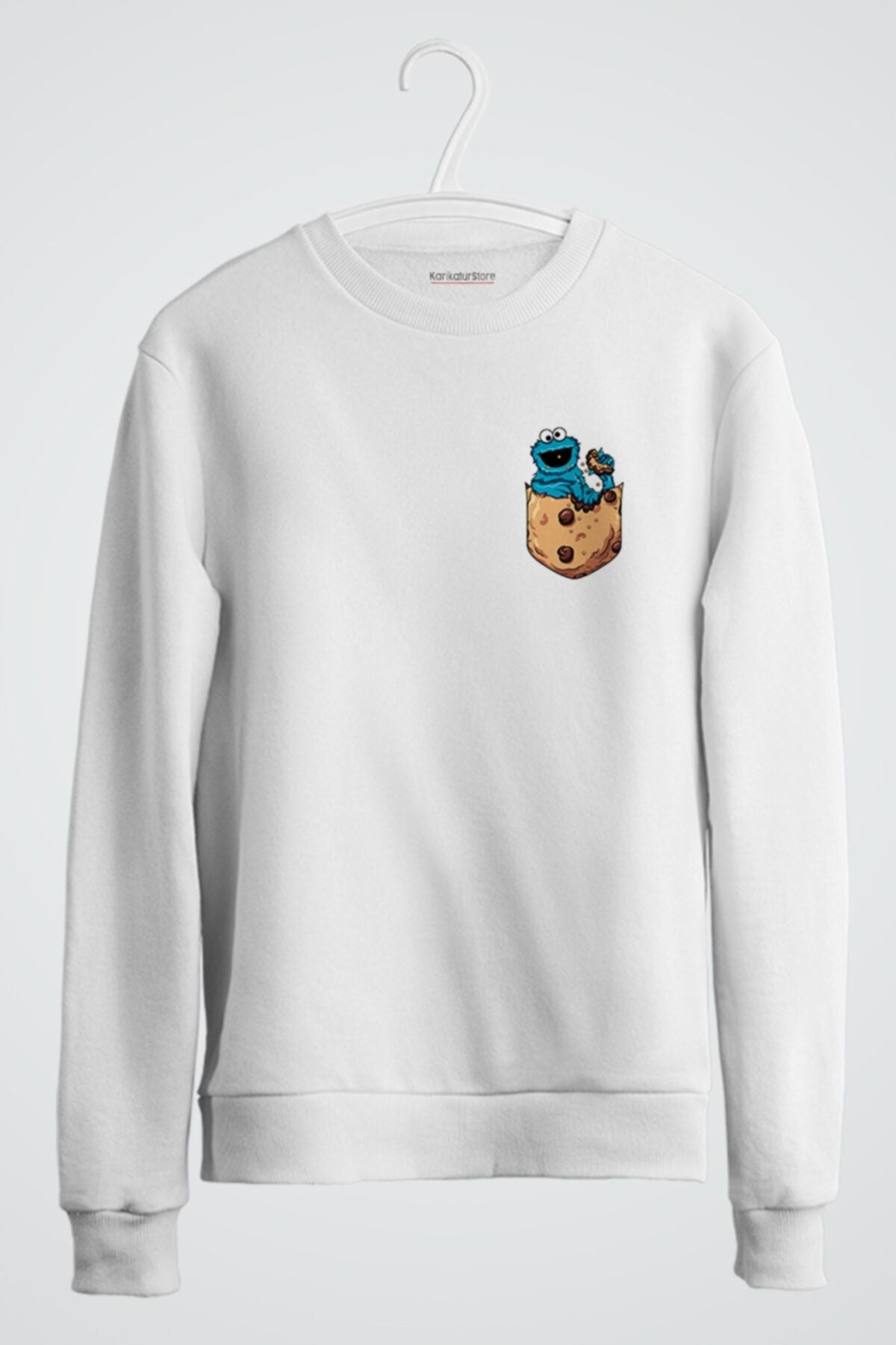 Monster Cookie In Pocket Baskılı Sweatshirt