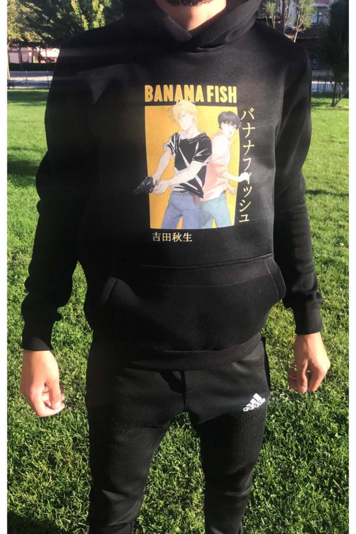 Banana Fish Ash Lynx Eiji Okumura Card Anime Pullover Baskılı Kapşonlu Sweat