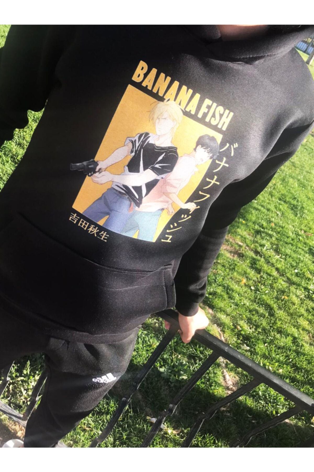 Banana Fish Ash Lynx Eiji Okumura Card Anime Pullover Baskılı Kapşonlu Sweat