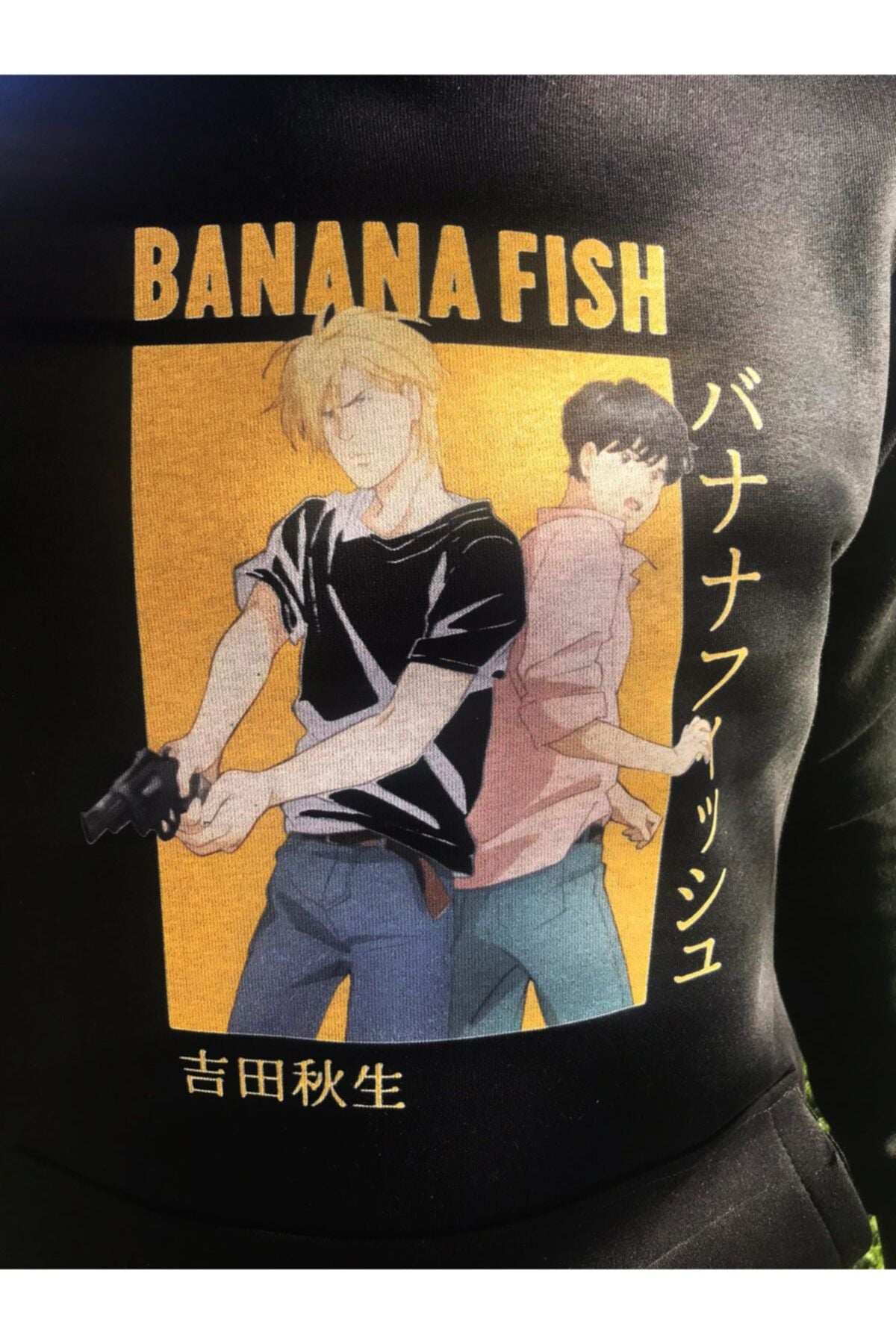 Banana Fish Ash Lynx Eiji Okumura Card Anime Pullover Baskılı Kapşonlu Sweat