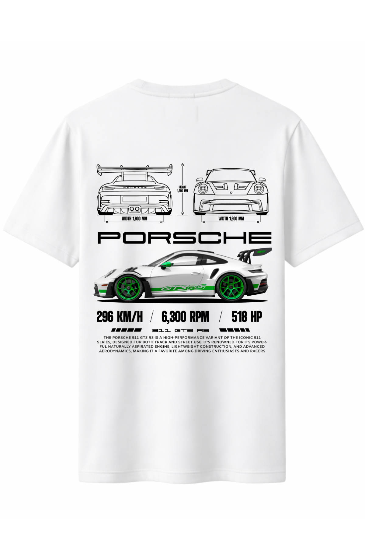 9II GT3 RS Arka Baskılı Kaliteli Unisex Tişört
