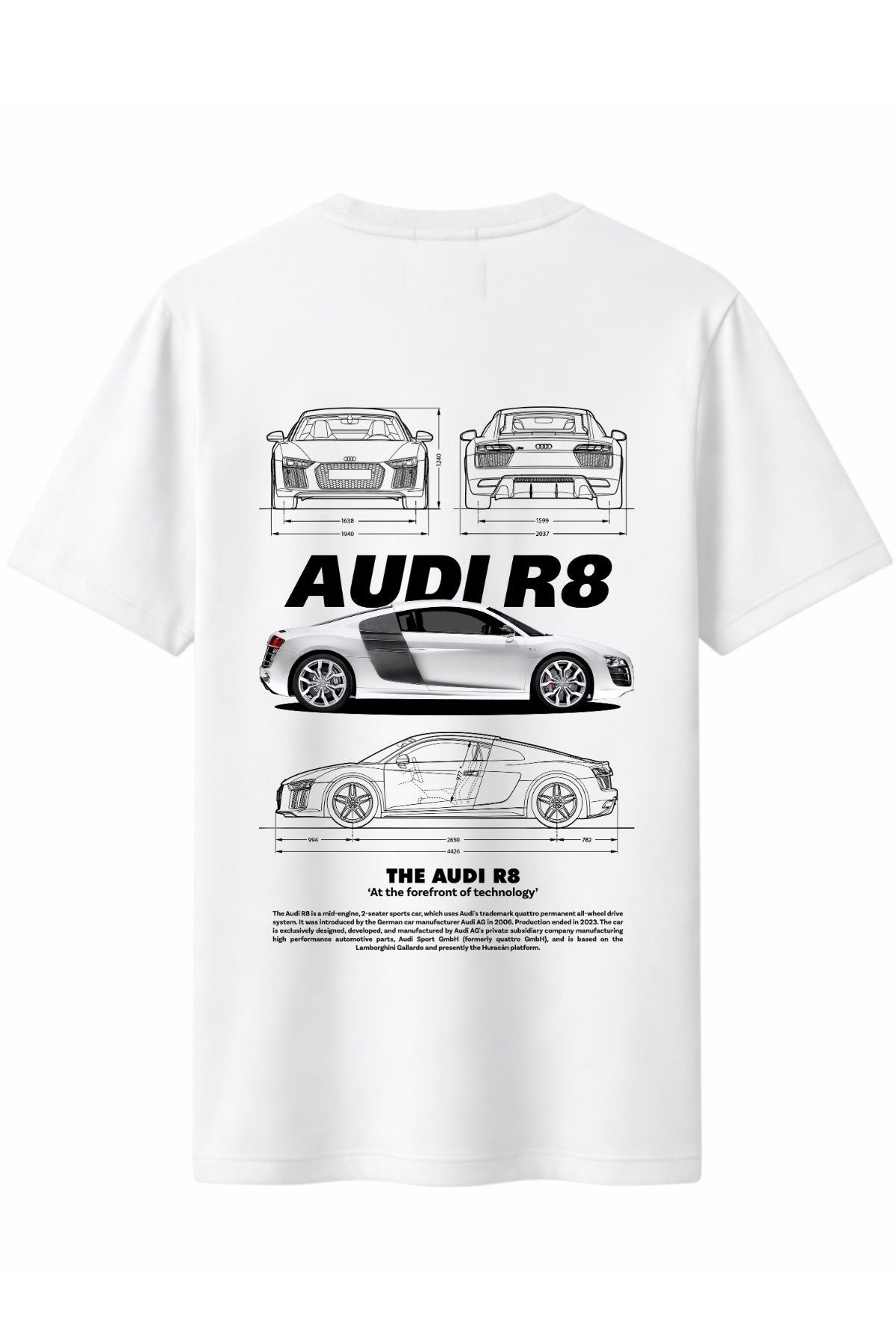 Audi R8 Arka Baskılı Kaliteli Unisex Tişört