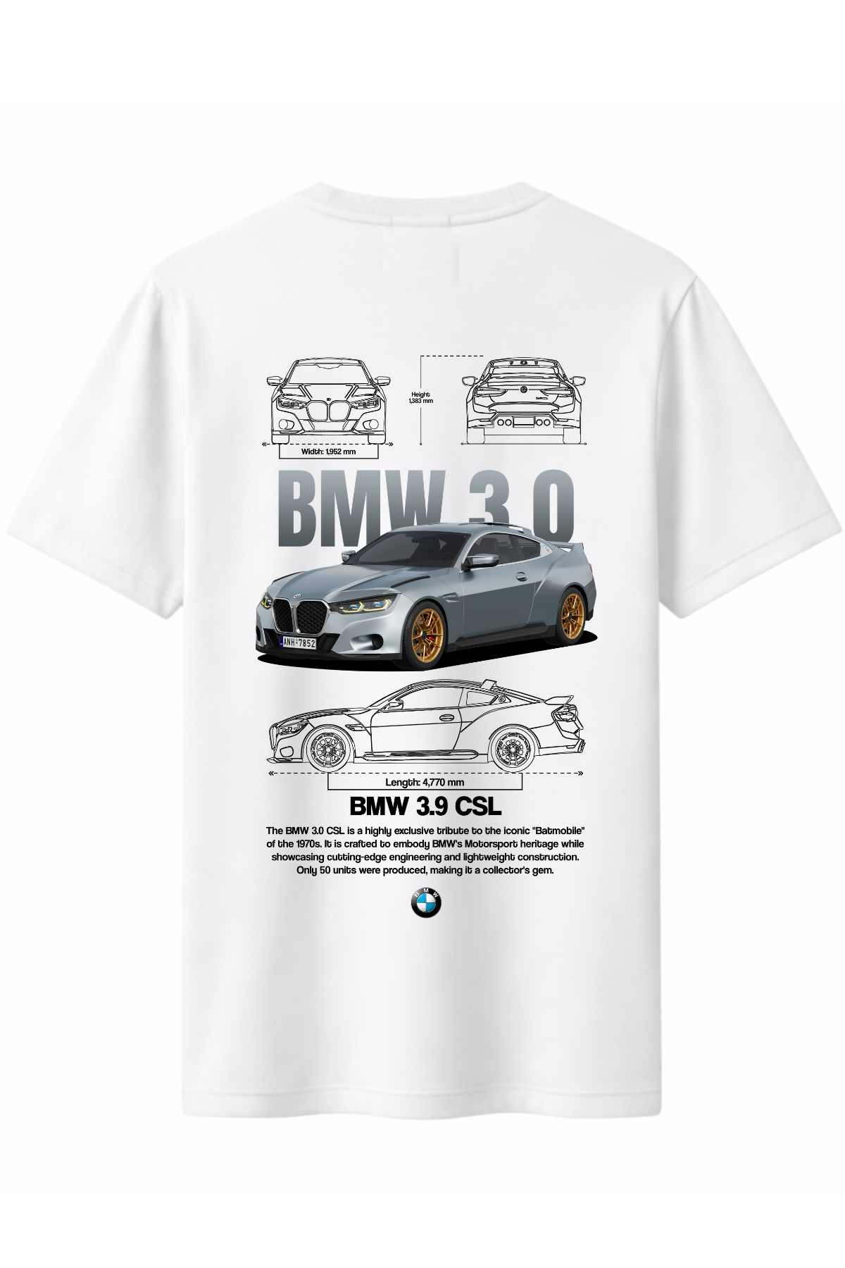 Bmw 3.0 csl Arka Baskılı Kaliteli Unisex Tişört