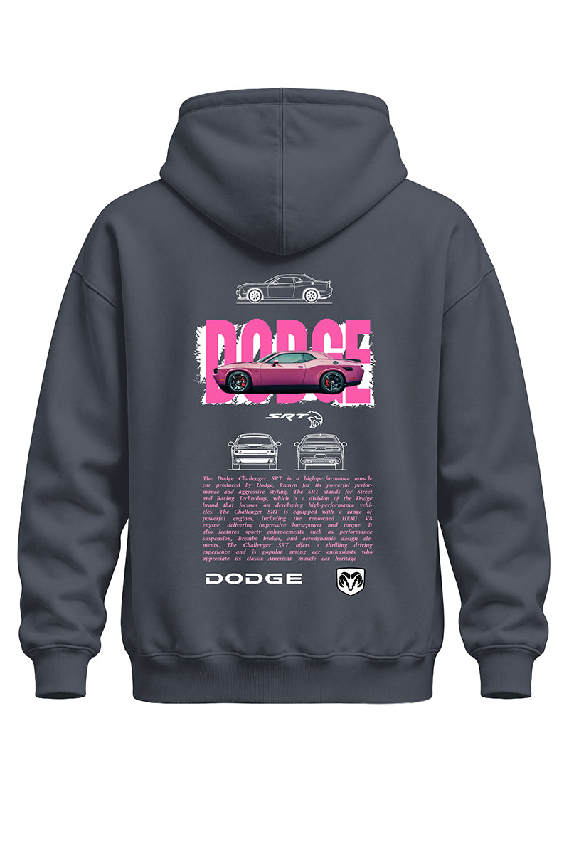Dodge Pembe Str Baskılı Kaliteli Unisex Kapşonlu Sweatshirt