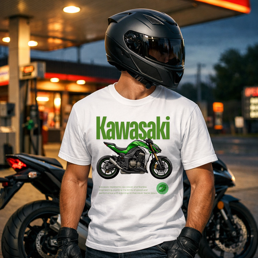 Kawasaki Ninja Tasarımlı Kaliteli Baskılı T-shirt