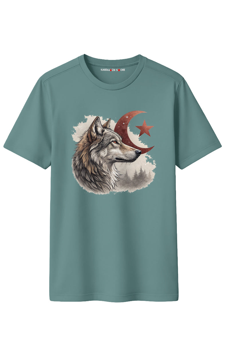 Kurt ve Bayrak Tasarımlı Kaliteli Unisex Tişört