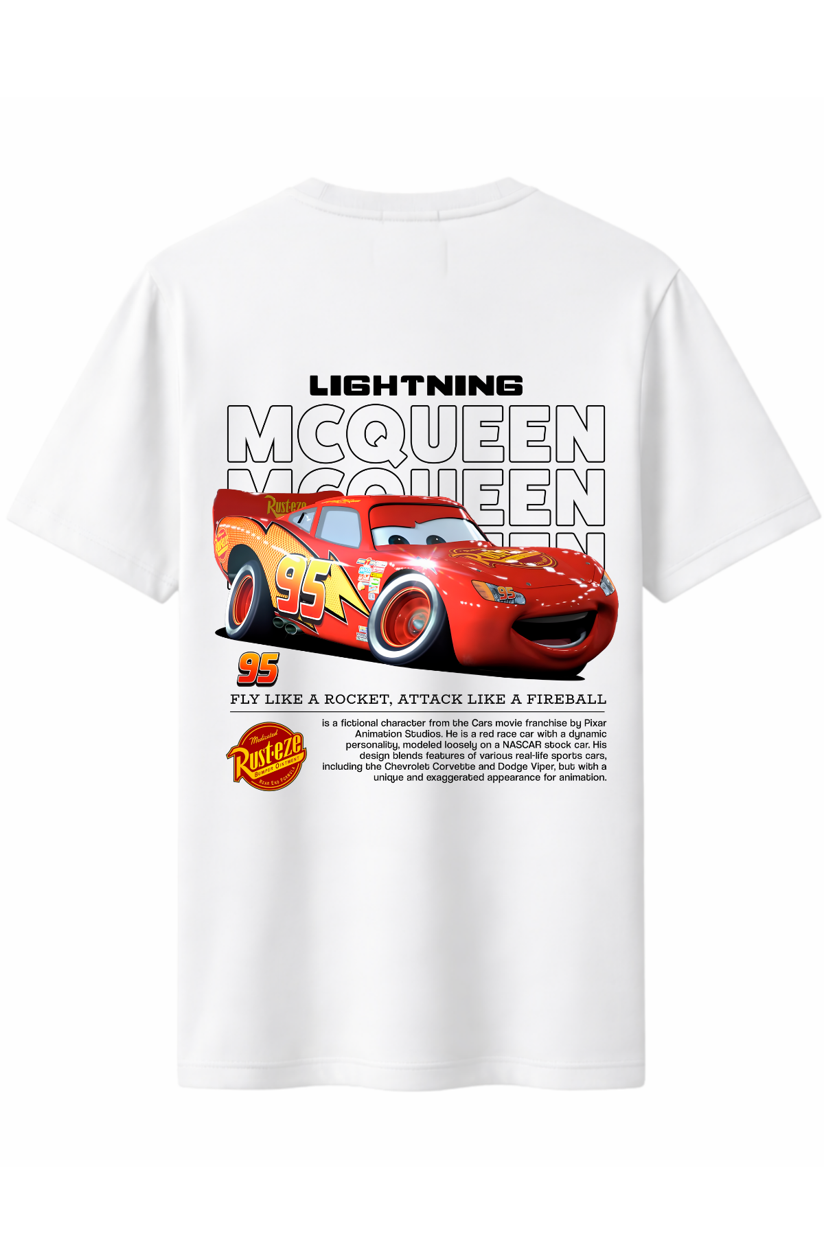 Lightning Mcqueen Arka Baskılı Kaliteli Unisex Tişört