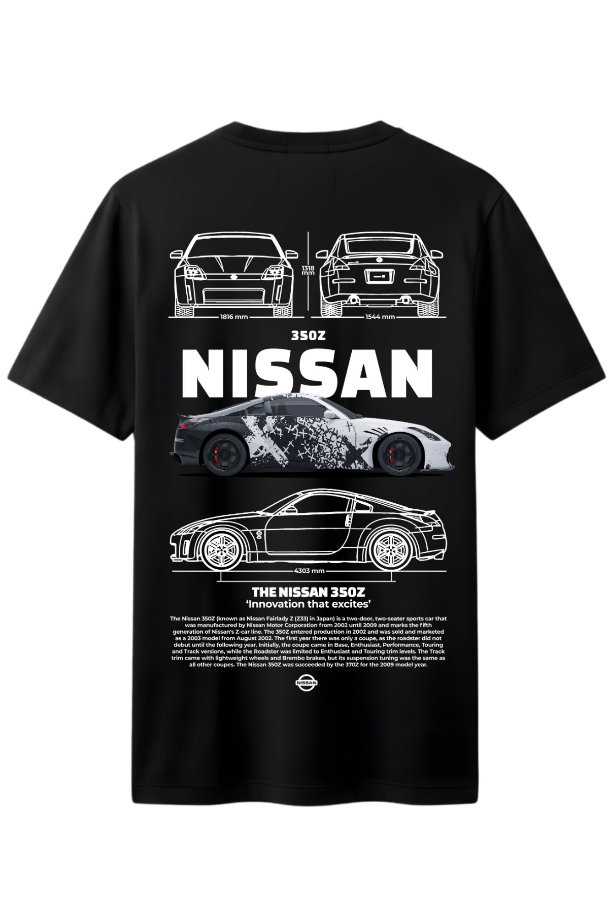 Nissan 350z Arka Baskılı Kaliteli Unisex Tişört