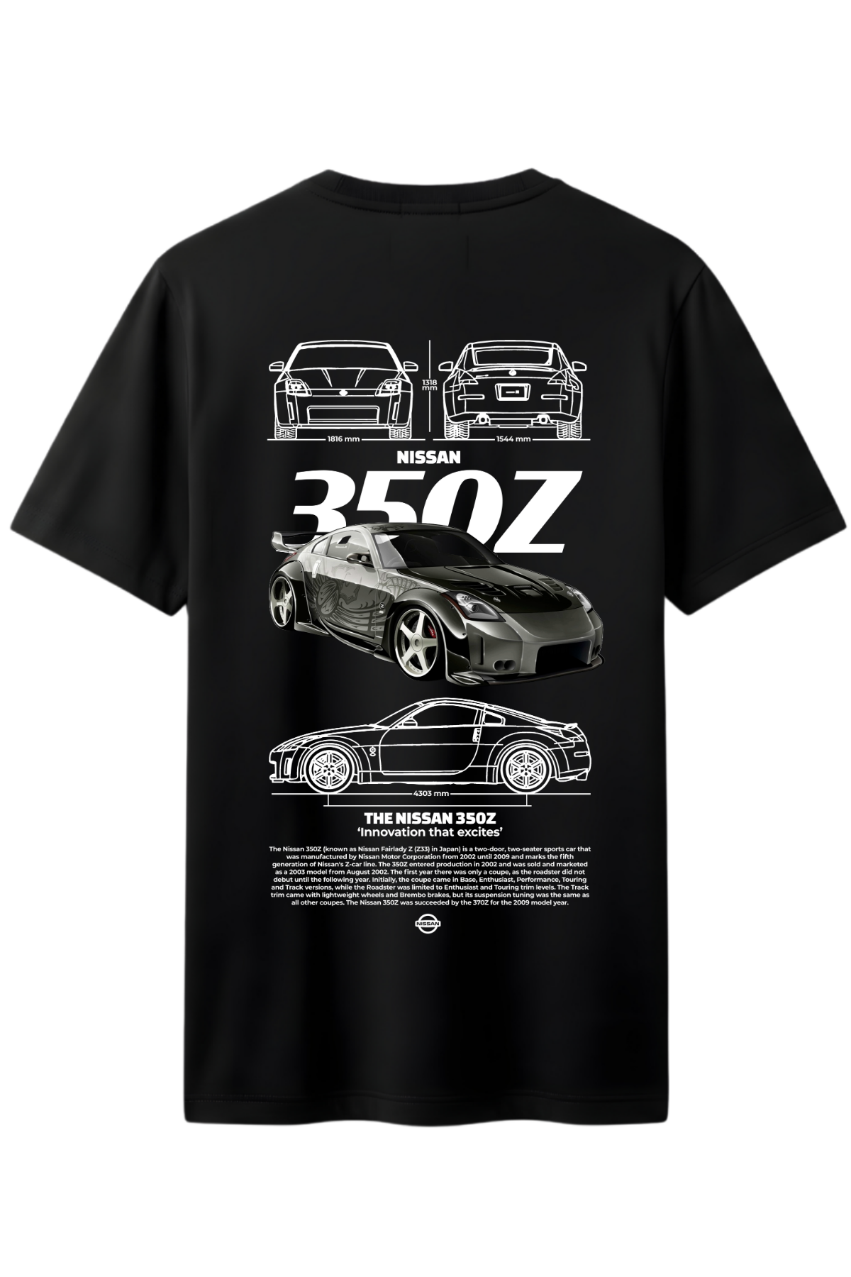 Nissan 350z Arka Baskılı Kaliteli Unisex Tişört