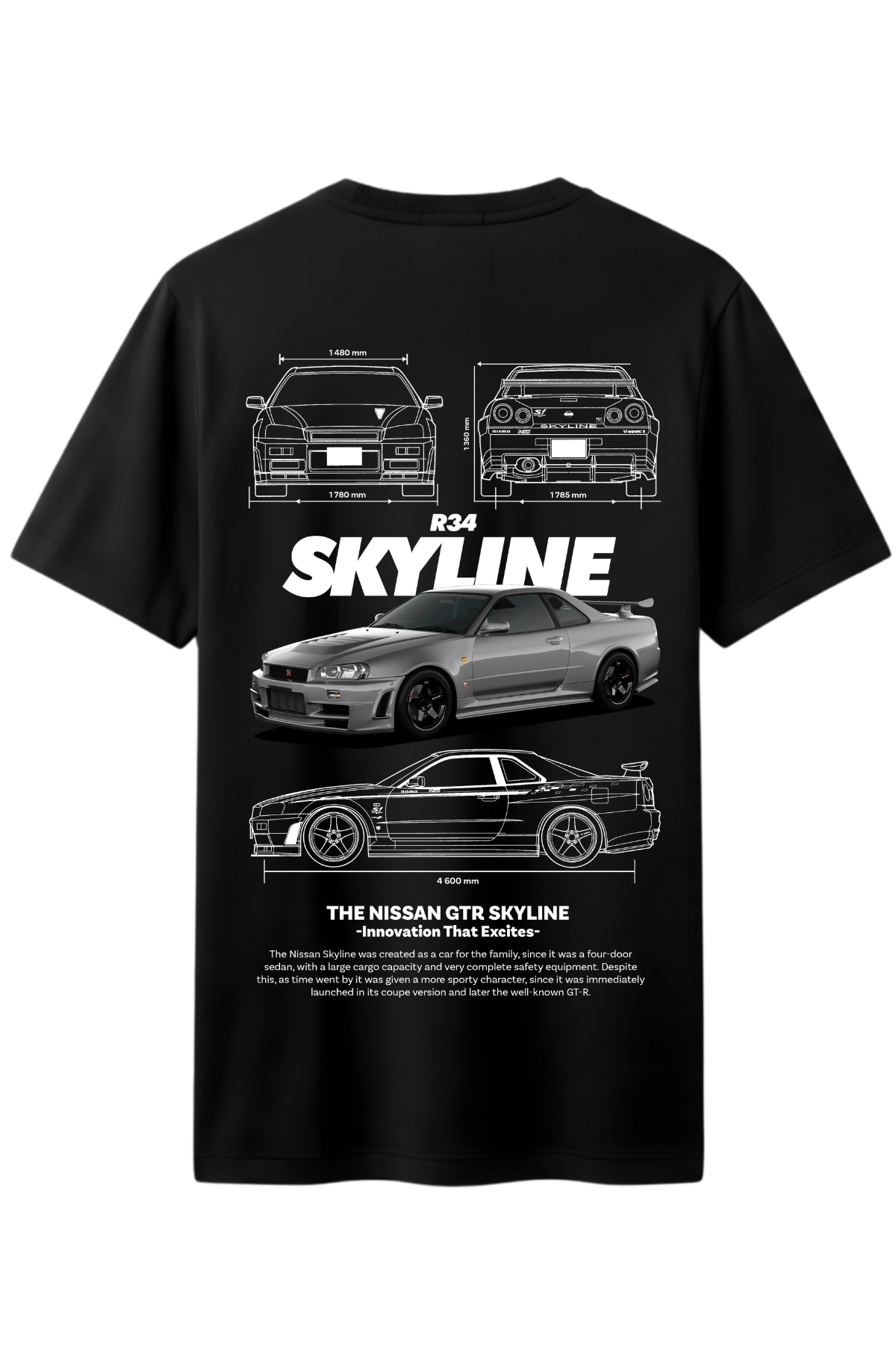 Nissan Skyline R34 Arka Baskılı Kaliteli Unisex Tişört