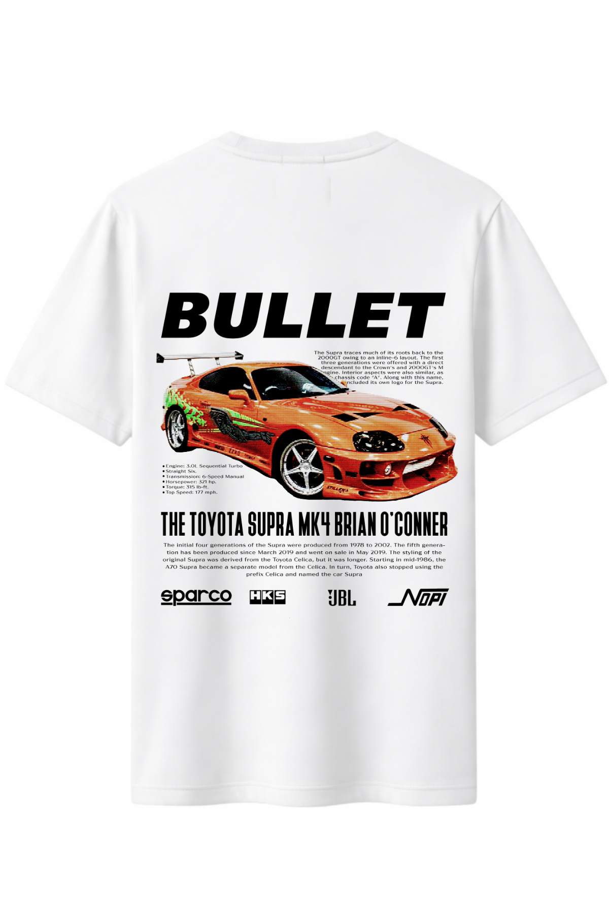 Bullet Turuncu Arka Baskılı Kaliteli Unisex Tişört