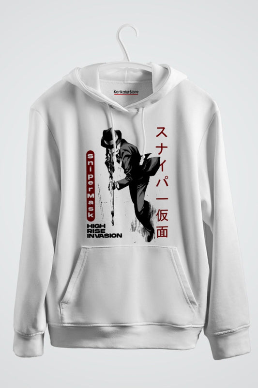 High Rise Invasion Sniper Mask Manga Anime Baskılı Kapşonlu Sweat