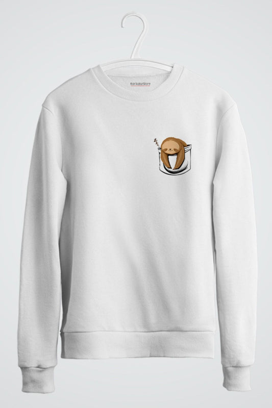 Sloth In A Pocket Baskılı Sweatshirt