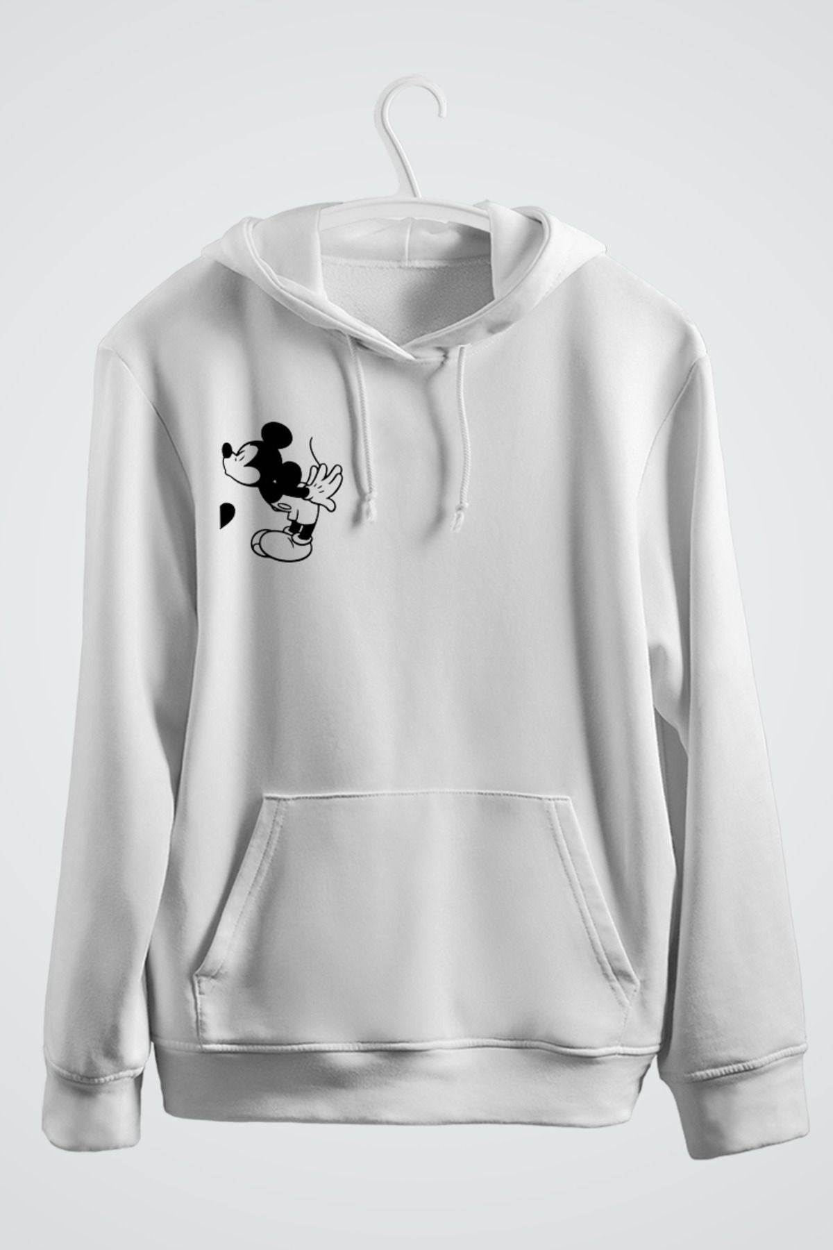 Mickey ve Mouse Çift Baskılı Kapşonlu Sweatshirt