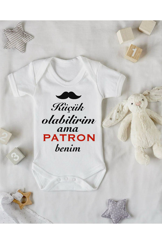 Patron Temalı Komik Baskılı Bebek zıbın