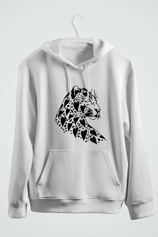 leopar baskılı kapşonlu sweatshirt